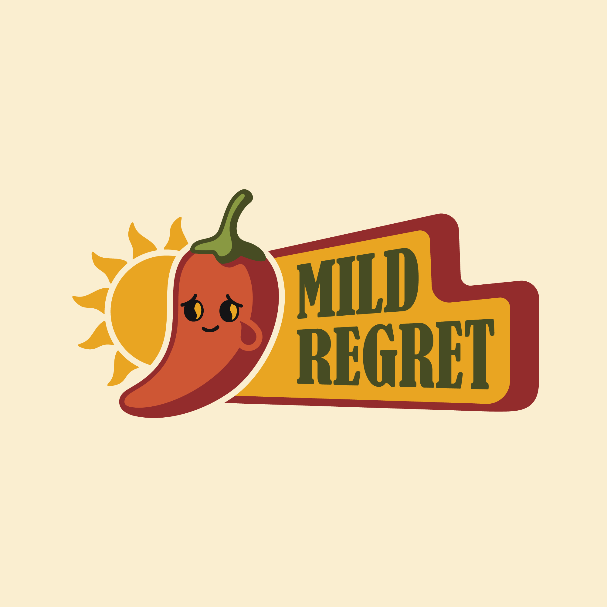 Mild Regret Obvious Mistake hot sauce in an arena with a bull in the background.